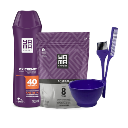 Kit Pó Descolorante Ametista 300g + Água Oxigenada Ametista 40V 900ml+ Kit Preparo