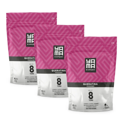 Kit Pó Descolorante Queratina Yamá Refil  300g com 3/un