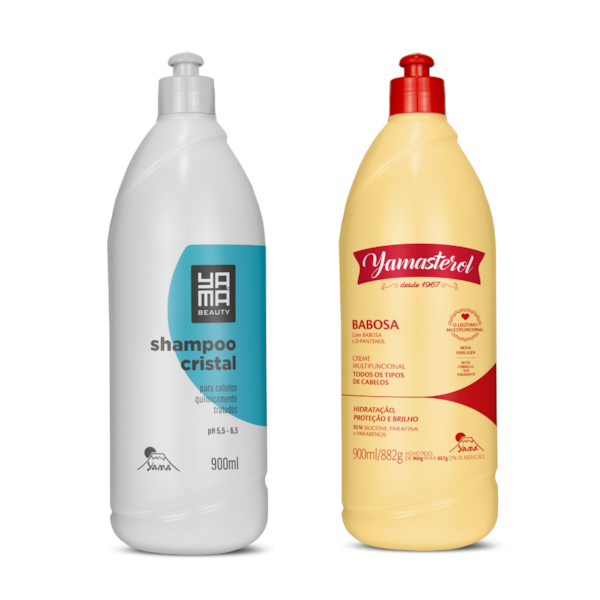 Kit pré-poo Yamasterol Babosa e Shampoo Cristal 900ml Para Cabelos Quimicamente Tratados-dacde90e-e2b3-480b-b32a-43e712aa7685
