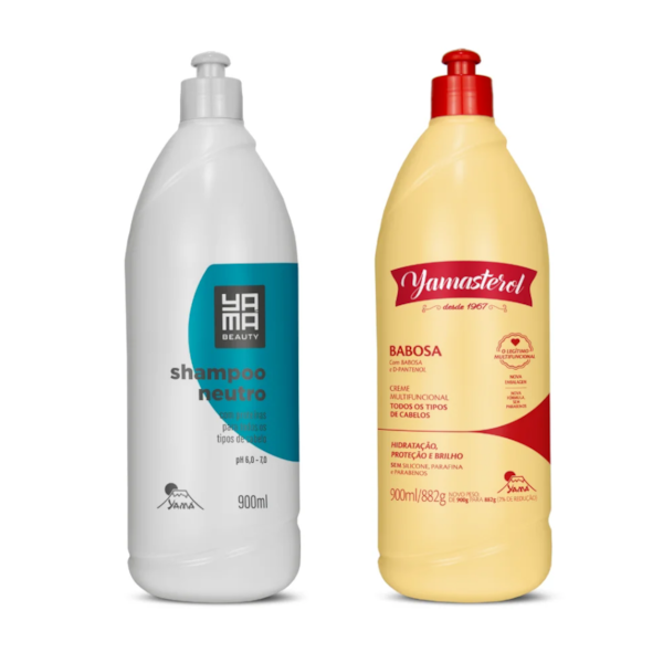 Kit  pré-poo Yamasterol Babosa e Shampoo Neutro Com Proteinas 900ml Para Reconstrução Adequado Para Todos os Tipos de Cabelo-df61df3e-8315-4adb-a750-d235dc8325a8