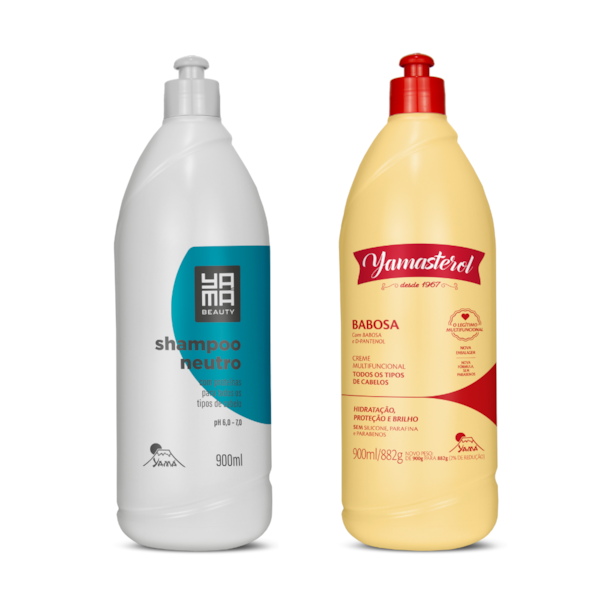 Kit  pré-poo Yamasterol Babosa e Shampoo Neutro Com Proteinas 900ml Para Reconstrução Adequado Para Todos os Tipos de Cabelo-8675484b-cae2-42fb-93ea-49d6bb48c34c
