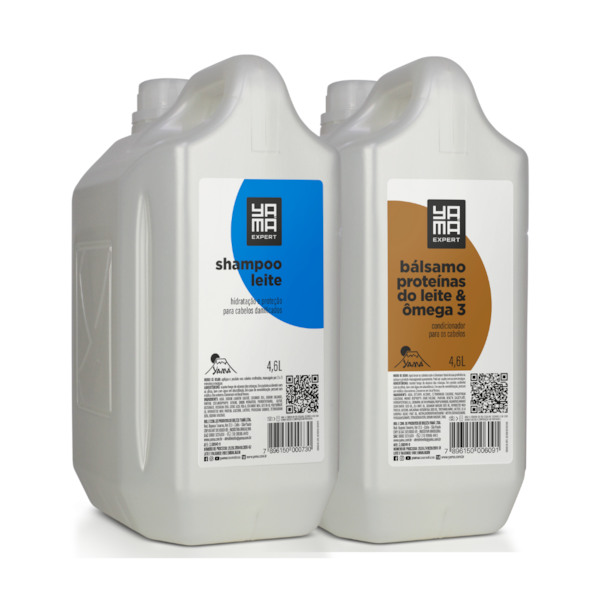Kit Shampoo Leite 4.6L e Bálsamo Ômega 3 Proteína 4.6L  Yamá-57049398-bdd3-45bc-89ca-e64c68ea8318