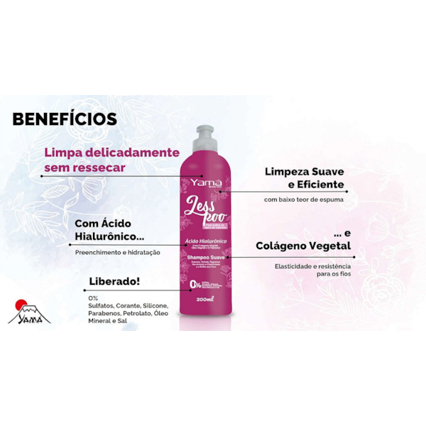 Shampoo Beauty Care Less Poo Yamasterol com Ácido Hialurônico 300ml-96c927be-6616-4cd4-b4b1-5e4c3477d89b